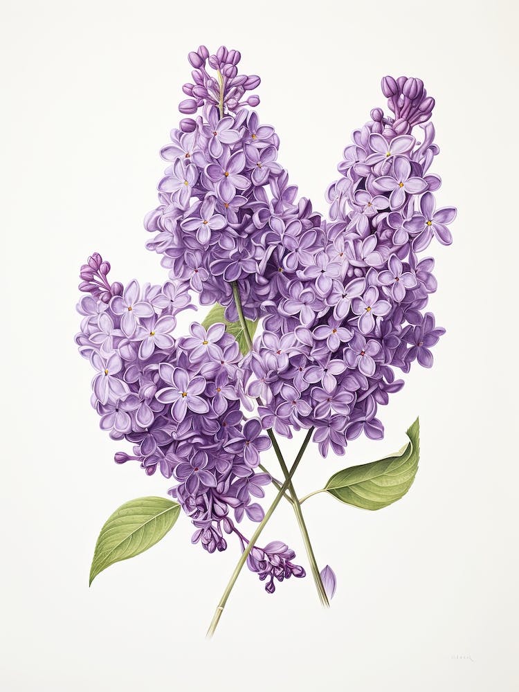 Lilacs Flower Vintage Botanical 0