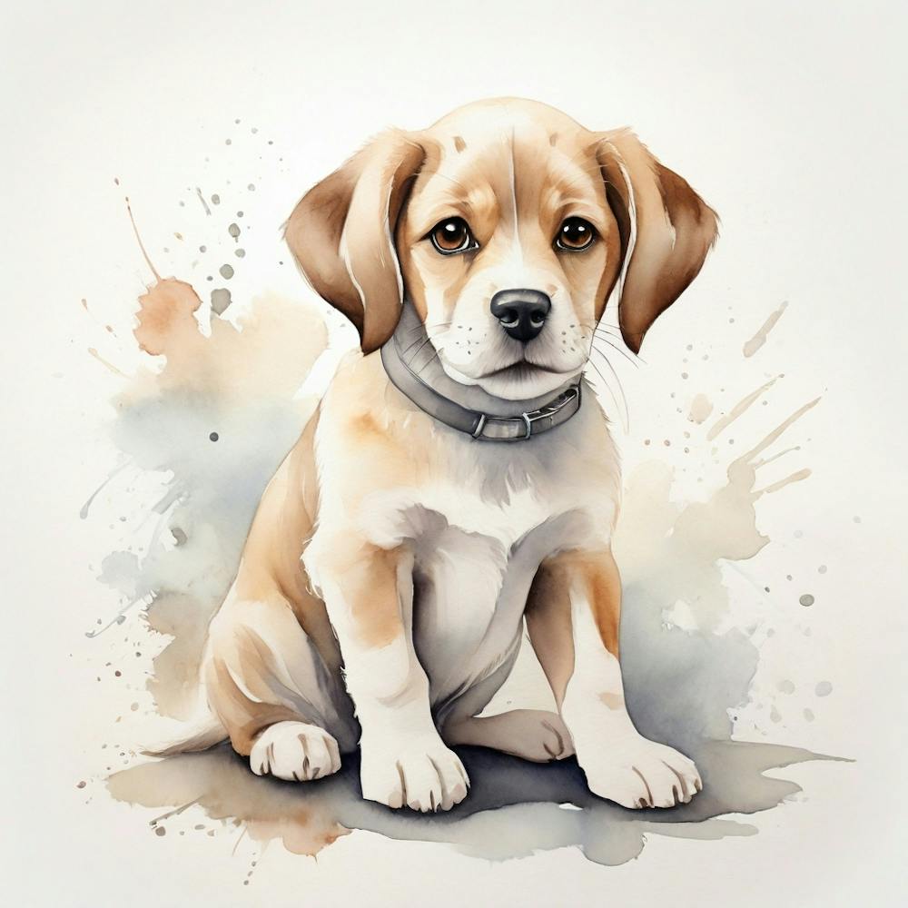 Par Défaut : Création d'une Aquarelle Simple d'un Chien Mignon aux Tons Neutres 2 (1)
