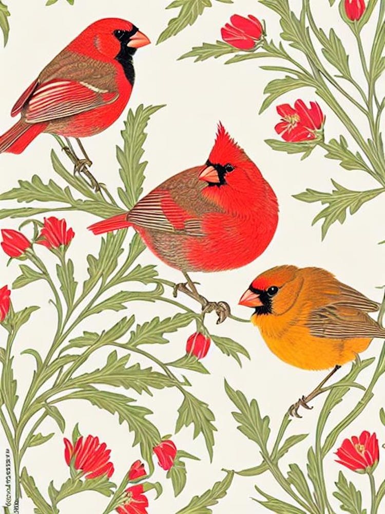 Northern Cardinal William Morris Style Bird