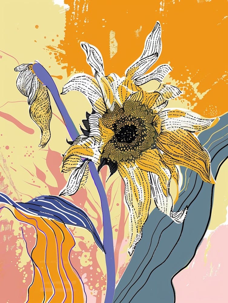 Colourful Flower Illustration Sunflower 3