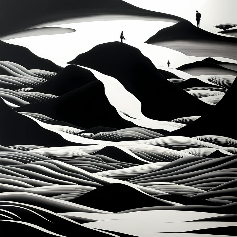 'Landscape', black and white monochromatic art