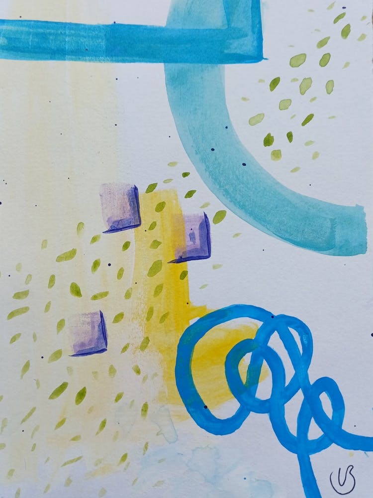 Abstract Shapes Painting - Yellow Blue