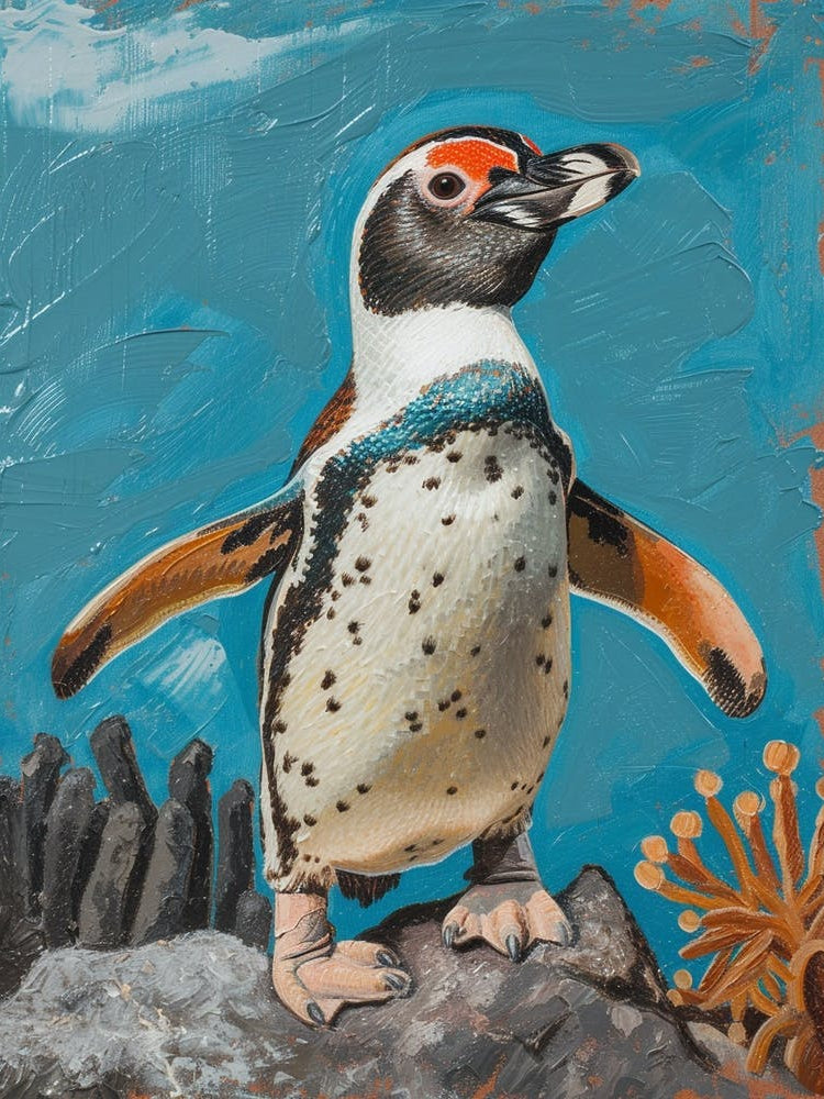 Galapagos Penguin Volunteer Point Colour Block Painting 3