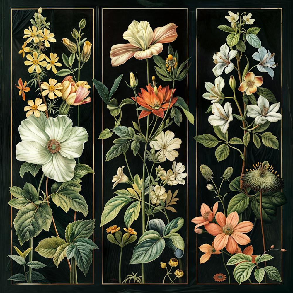 Four Floral Panels