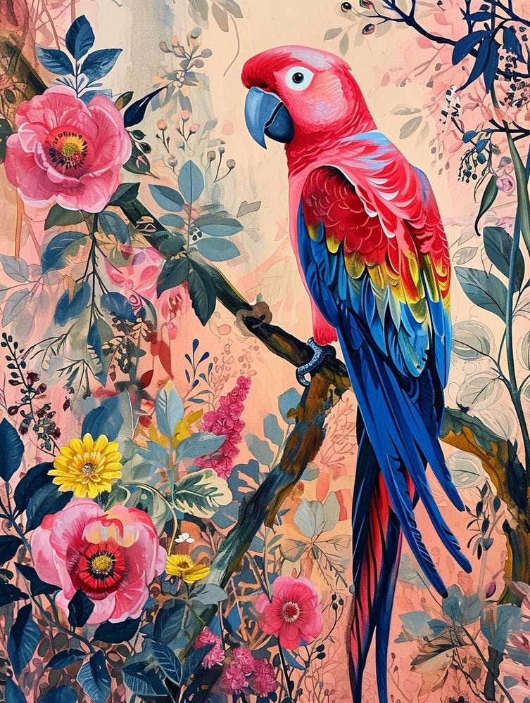 Floral Animal Painting Parrot 4