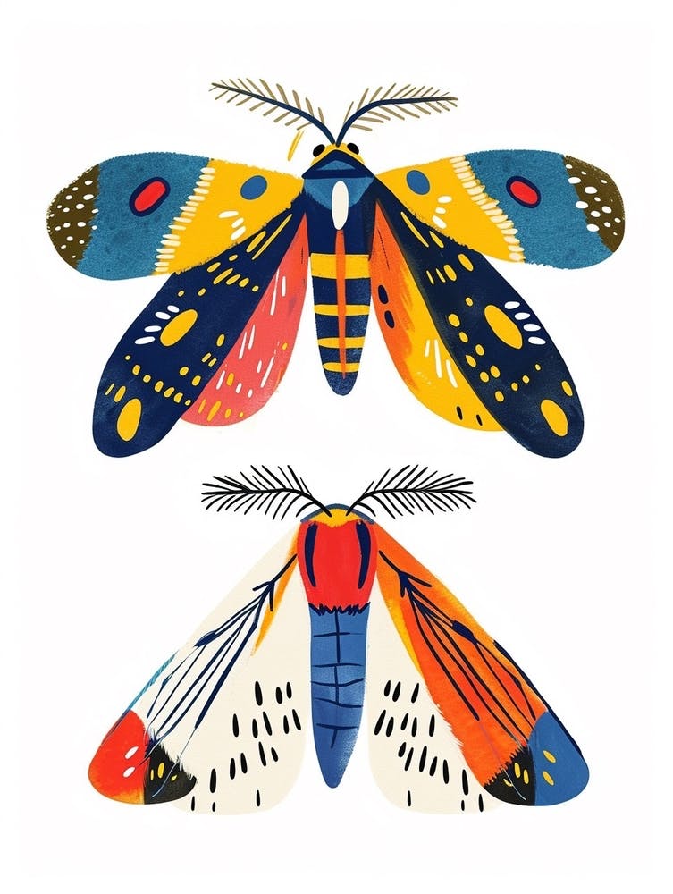 Colourful Insect Illustration Moth 54