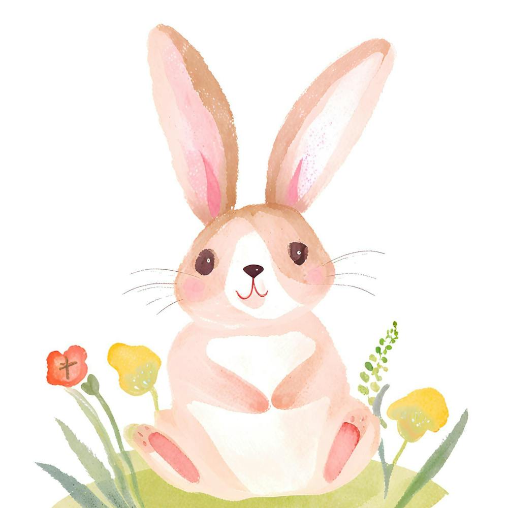 Niedlicher Kinderzimmer Hase Blumen Boho