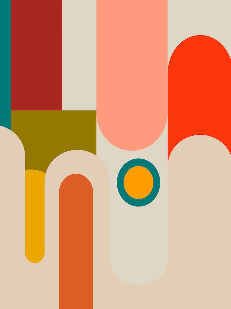 Mid Century Pastel 9 Square