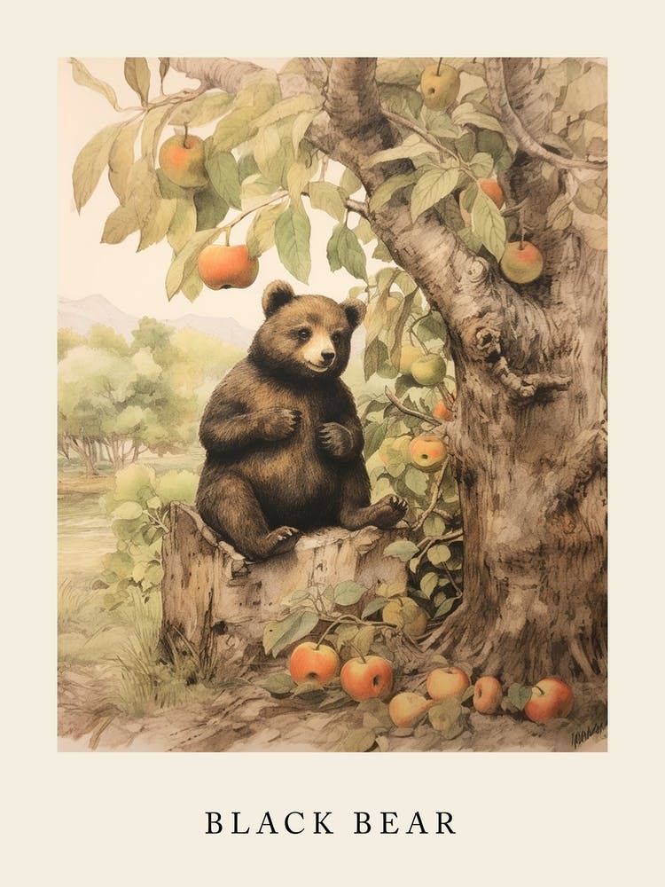 Beatrix Potter Inspired  Animal Watercolour Black Bear 1