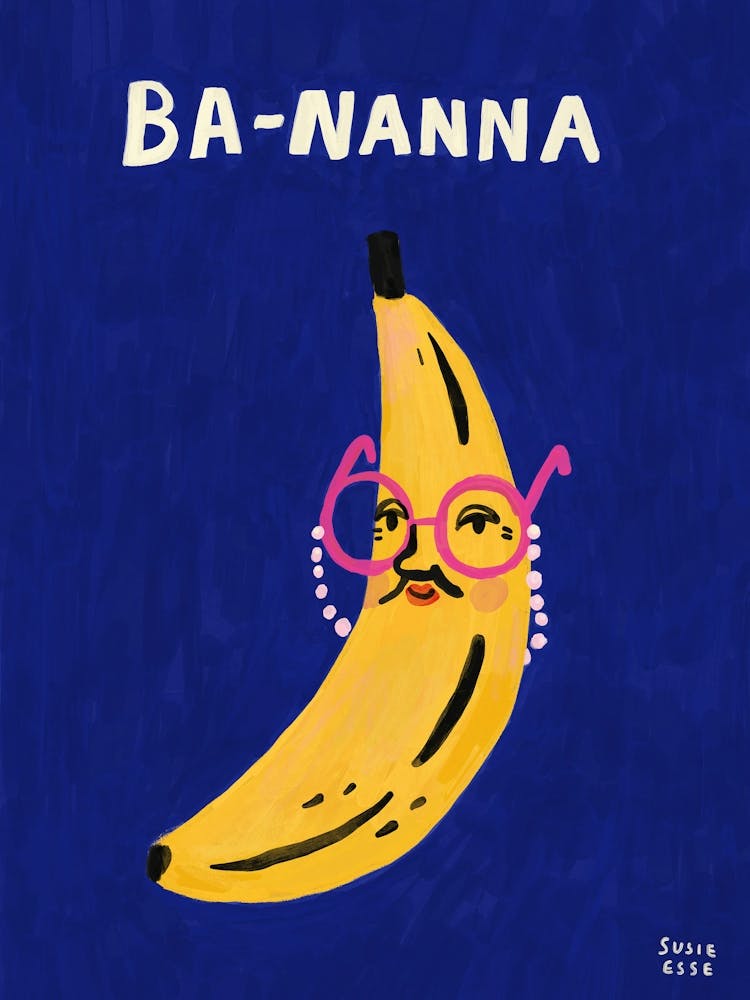 Bananenblaues Gemälde Lustiges Wortspiel Ba - Nanna