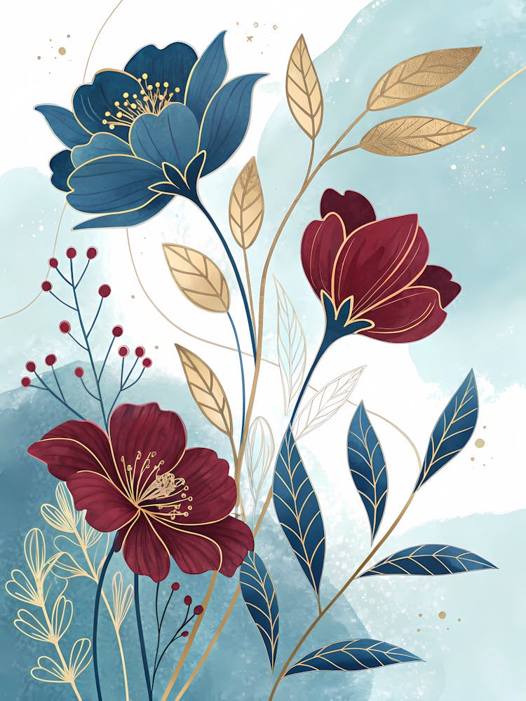 Blue And Gold Flowers 1