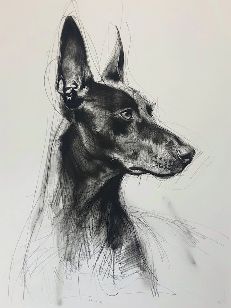 Pinscher Kohlezeichnung 3
