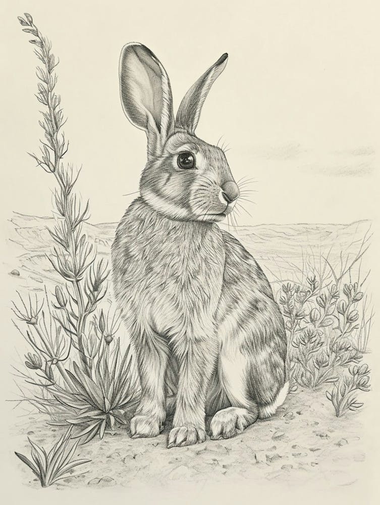 English Silver Rabbit Drawing 3