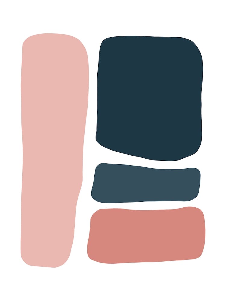 Abstract Hobbled Stones Pink And Navy Four