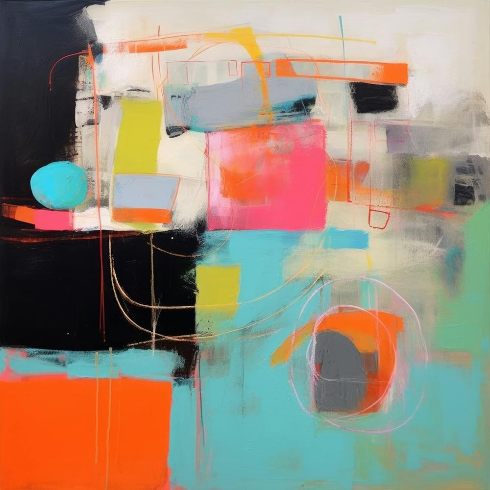 Blue Vibes Colorblock Contemporary Art 1