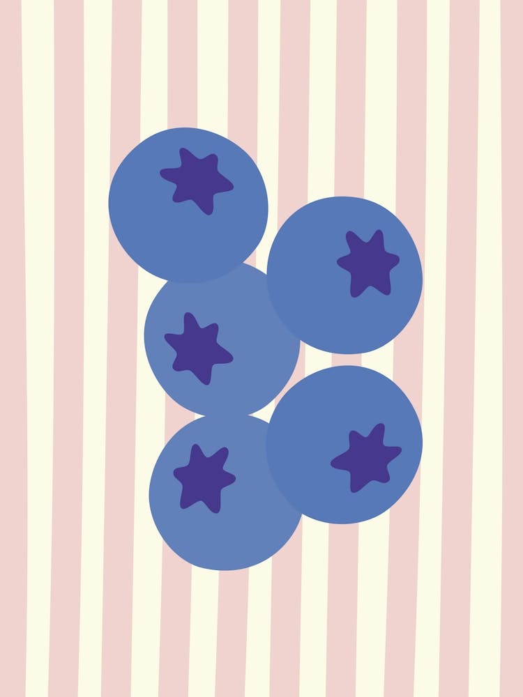 Blueberries on a Pink Striped Poster
