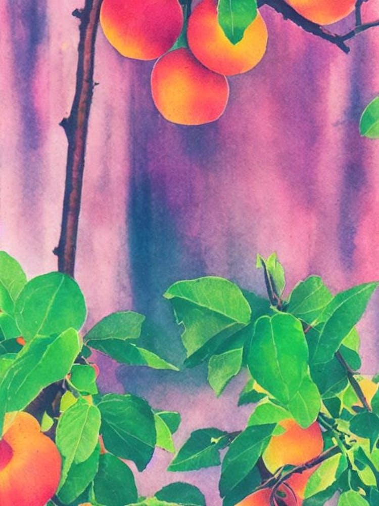 Apricot Risograph Retro Poster Fruit