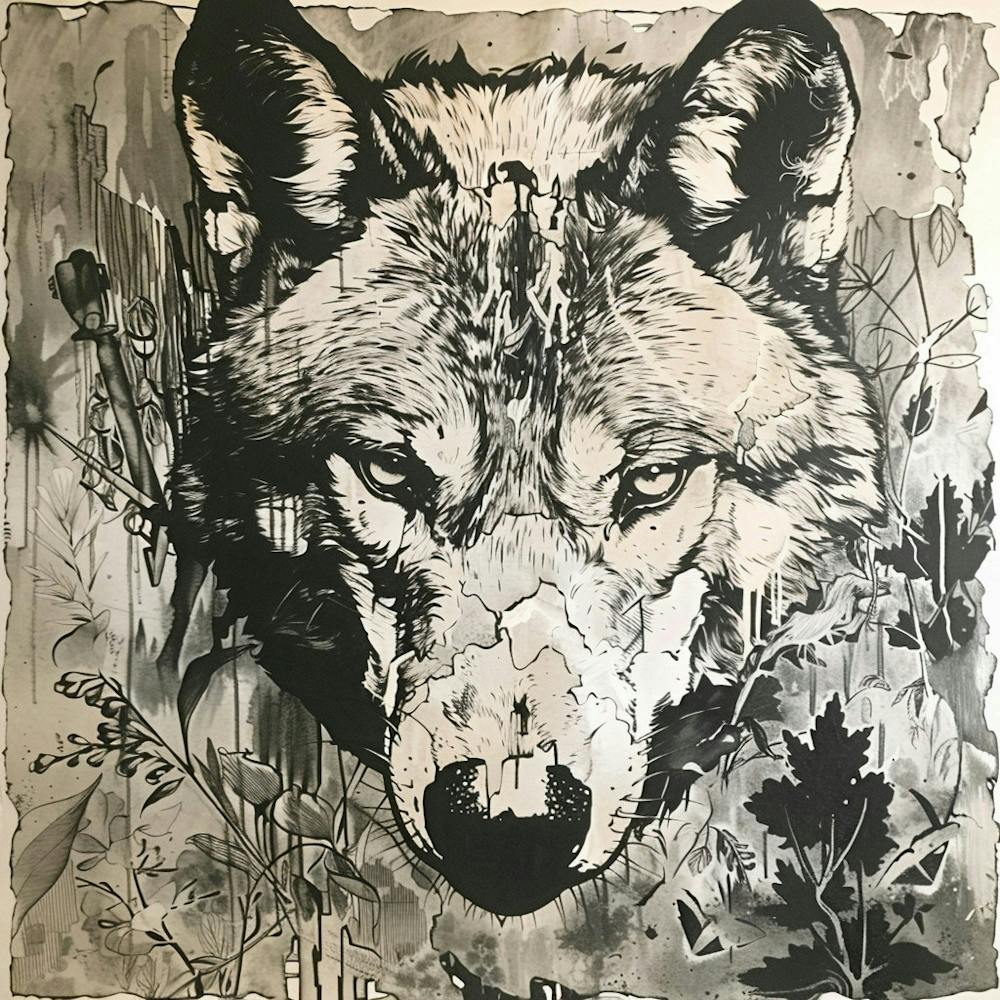 Wolf Head Drawing