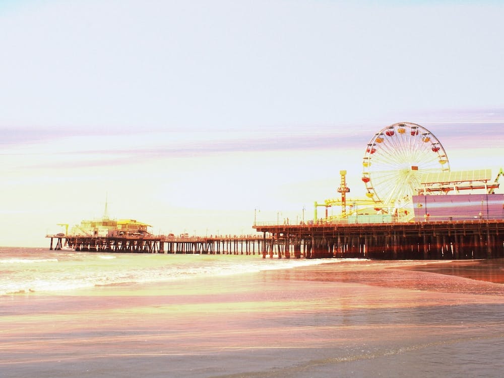 Santa Monica Pier Sunrise Over Los Angeles, California