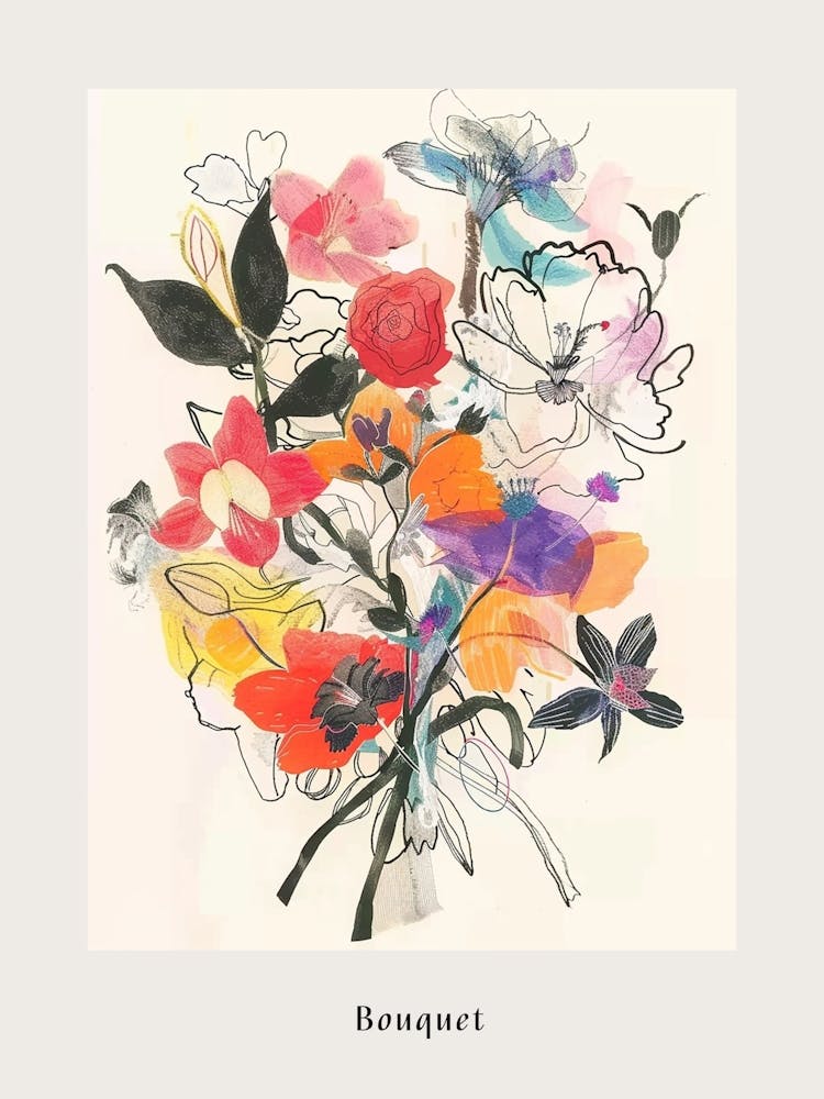 Strauß 1 Collage Blumenstrauß Poster