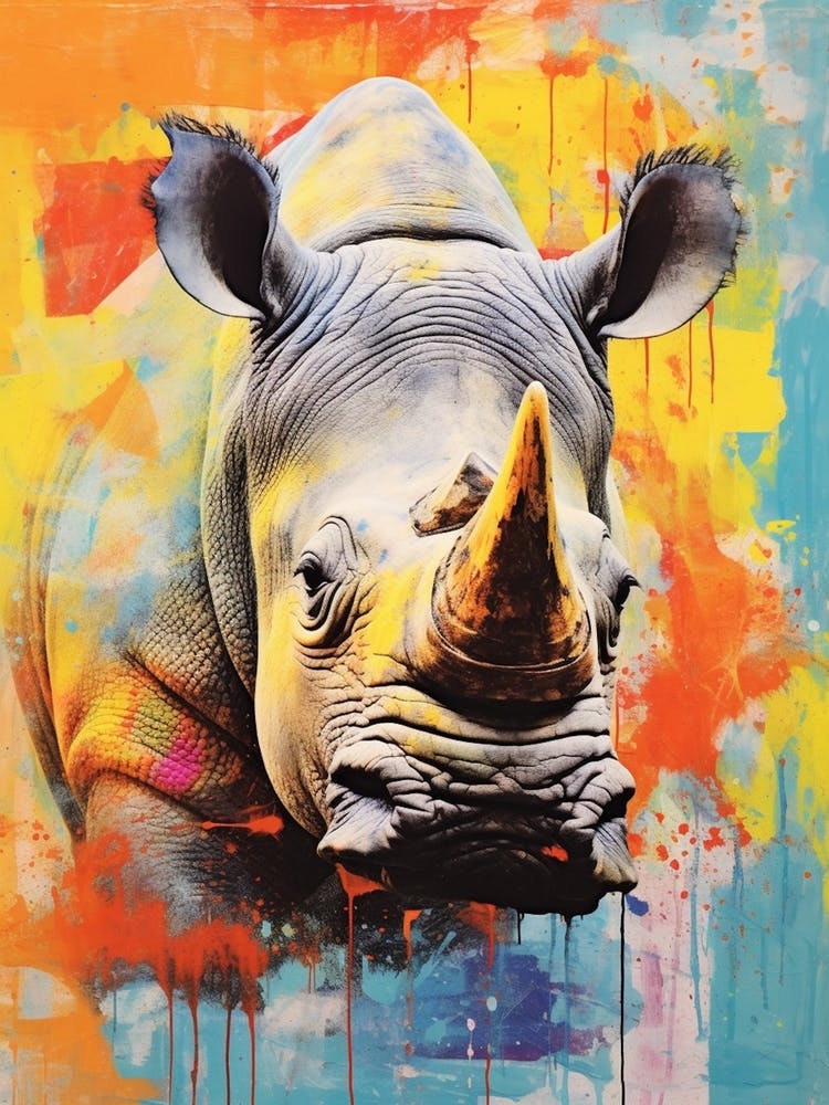Rhino Colourful Screen Print Inspired 2