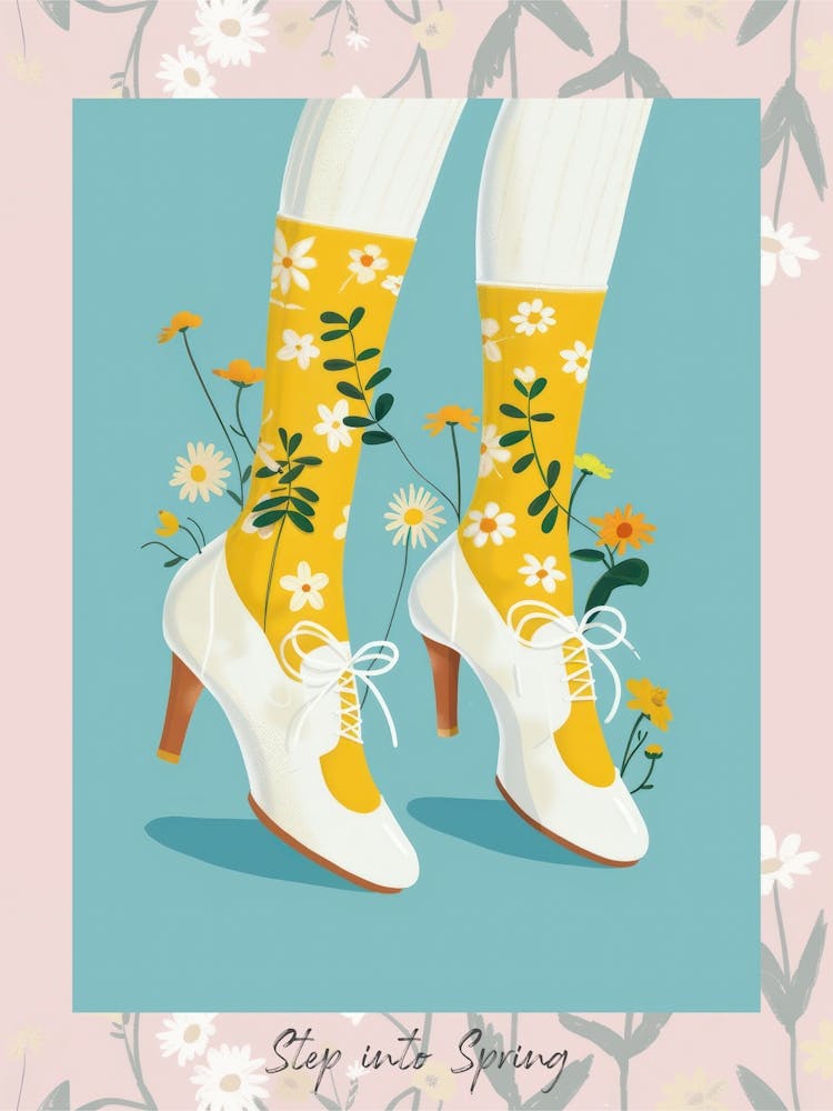 Step Into Spring White Floral Vintage Shoes 3