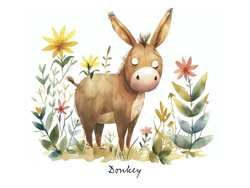 Little Floral Donkey 2 Poster