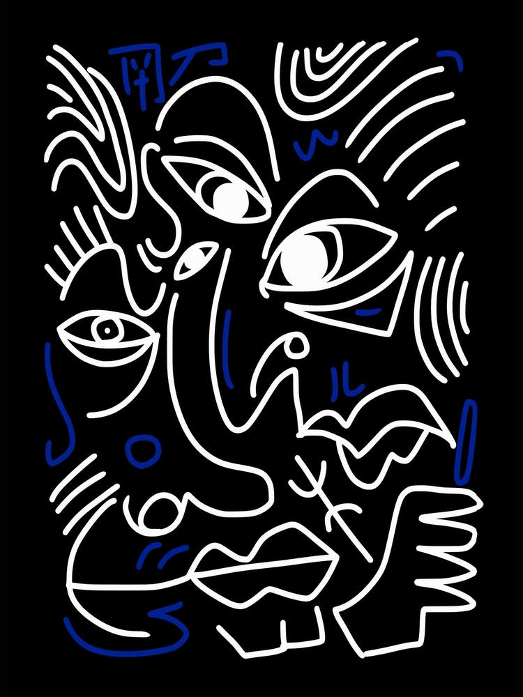 Line Art Bizarre Gesichter