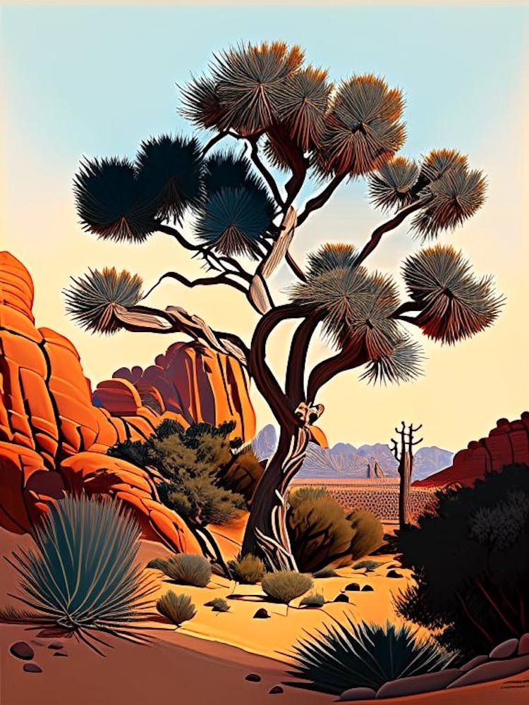 Joshua Tree In Grand Canyon Vintage Botanical Line Drawing  (3)