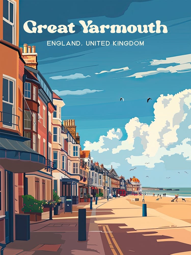 Great Yarmouth England Seaside Digital Travel Art