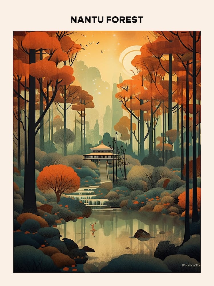 Nantu Forest Midcentury Travel Poster