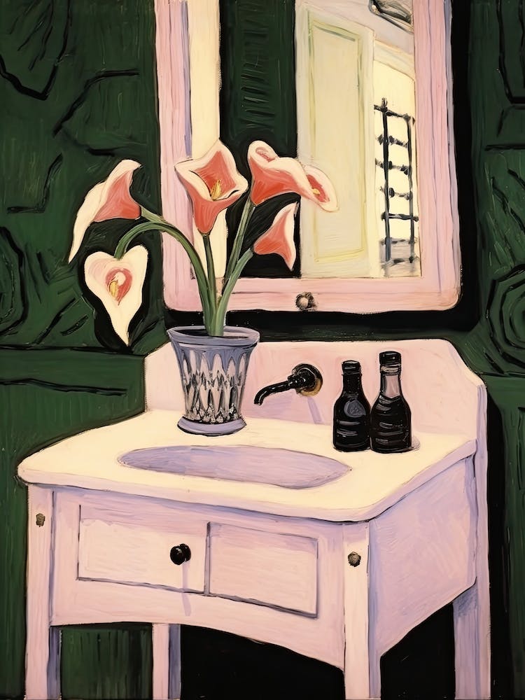 Bathroom Vanity Painting With A Calla Lily Bouquet 2