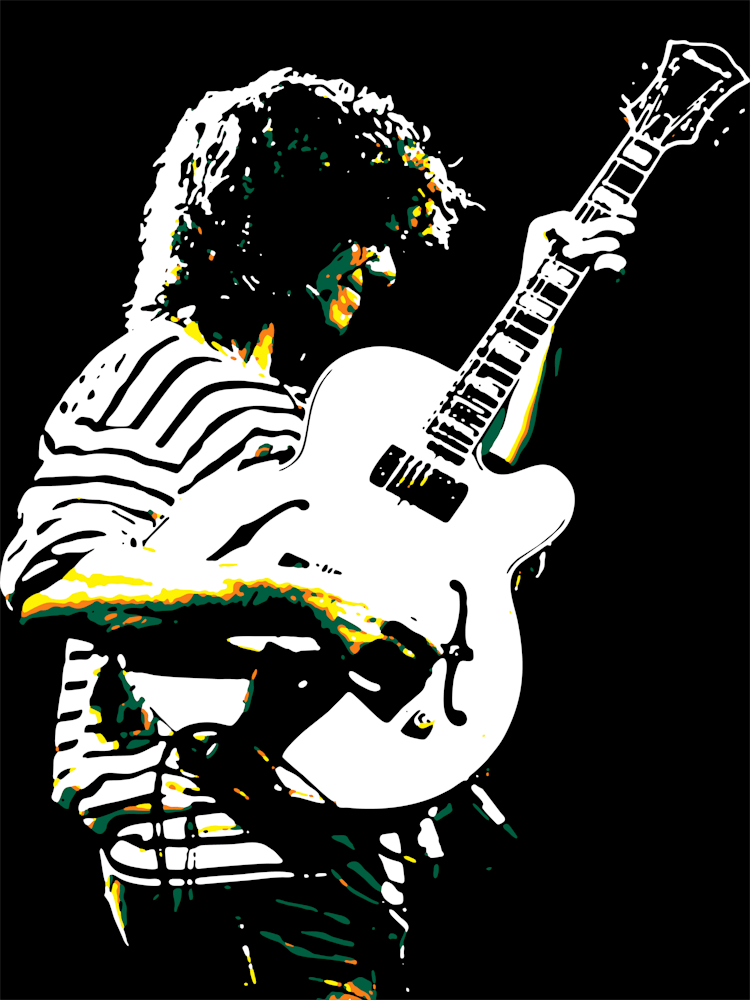Pat Metheny American Jazz Guitarist in Colorful Pop Art Illustration