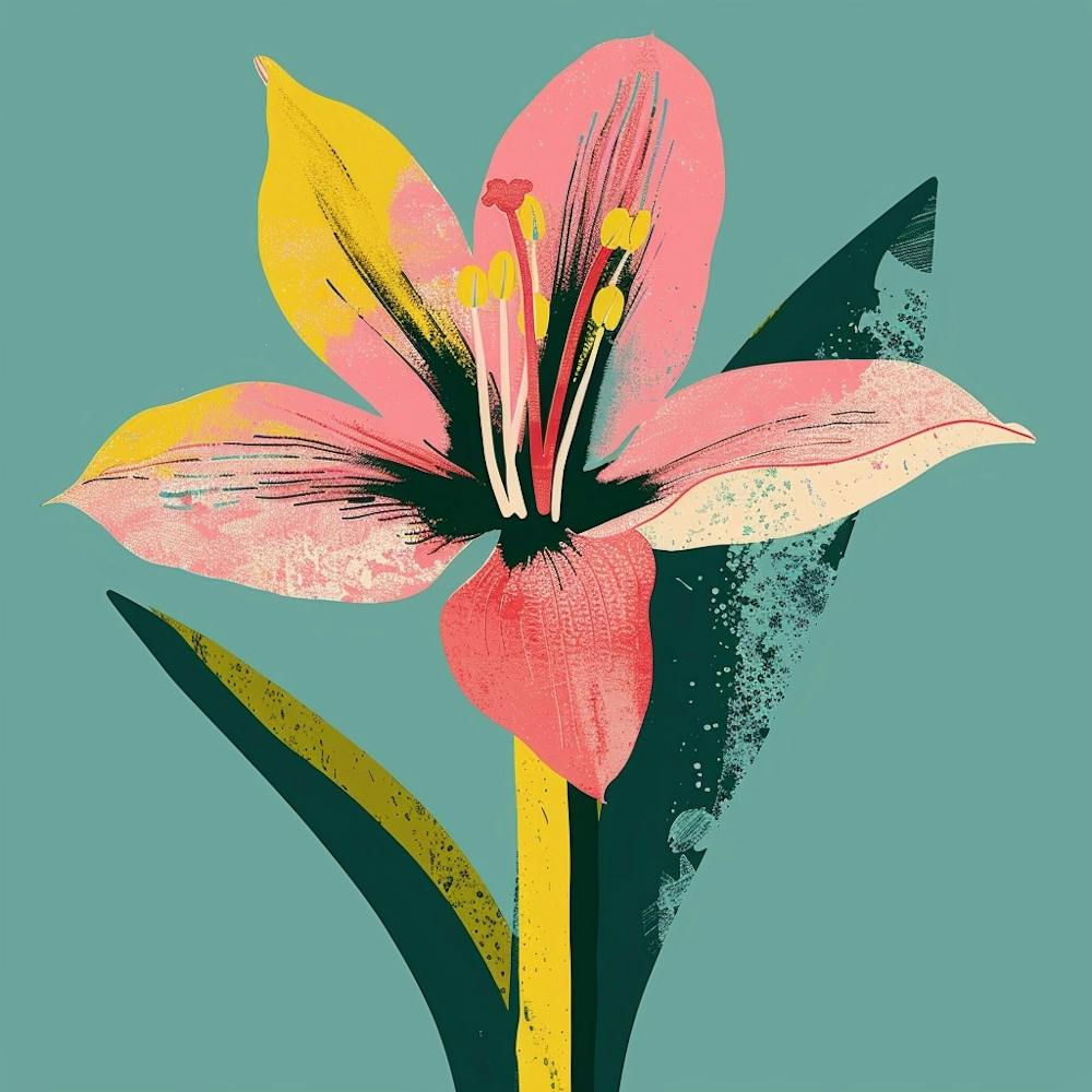 Amaryllis 3 Square Flower Illustration