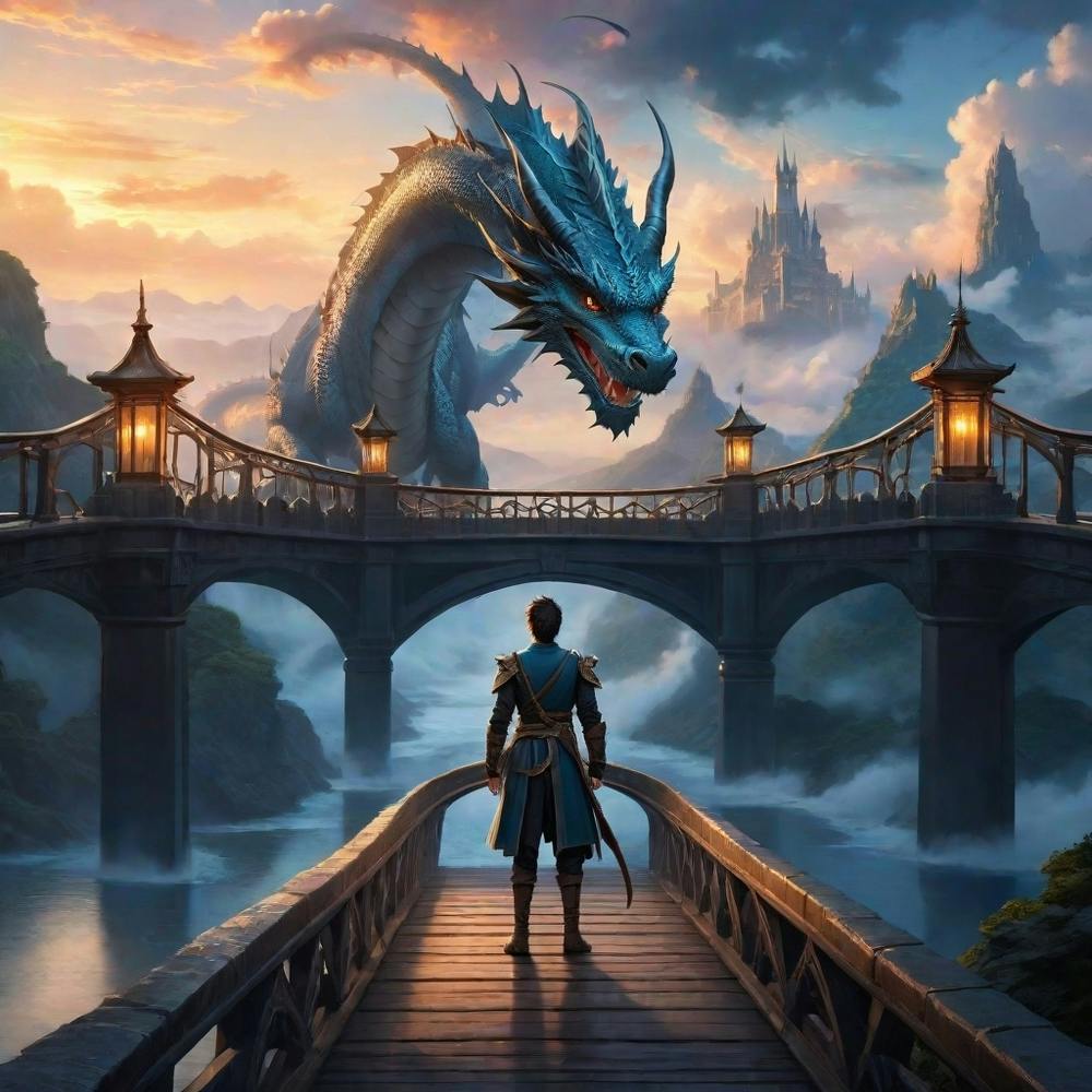 Man standing in front of a dragon