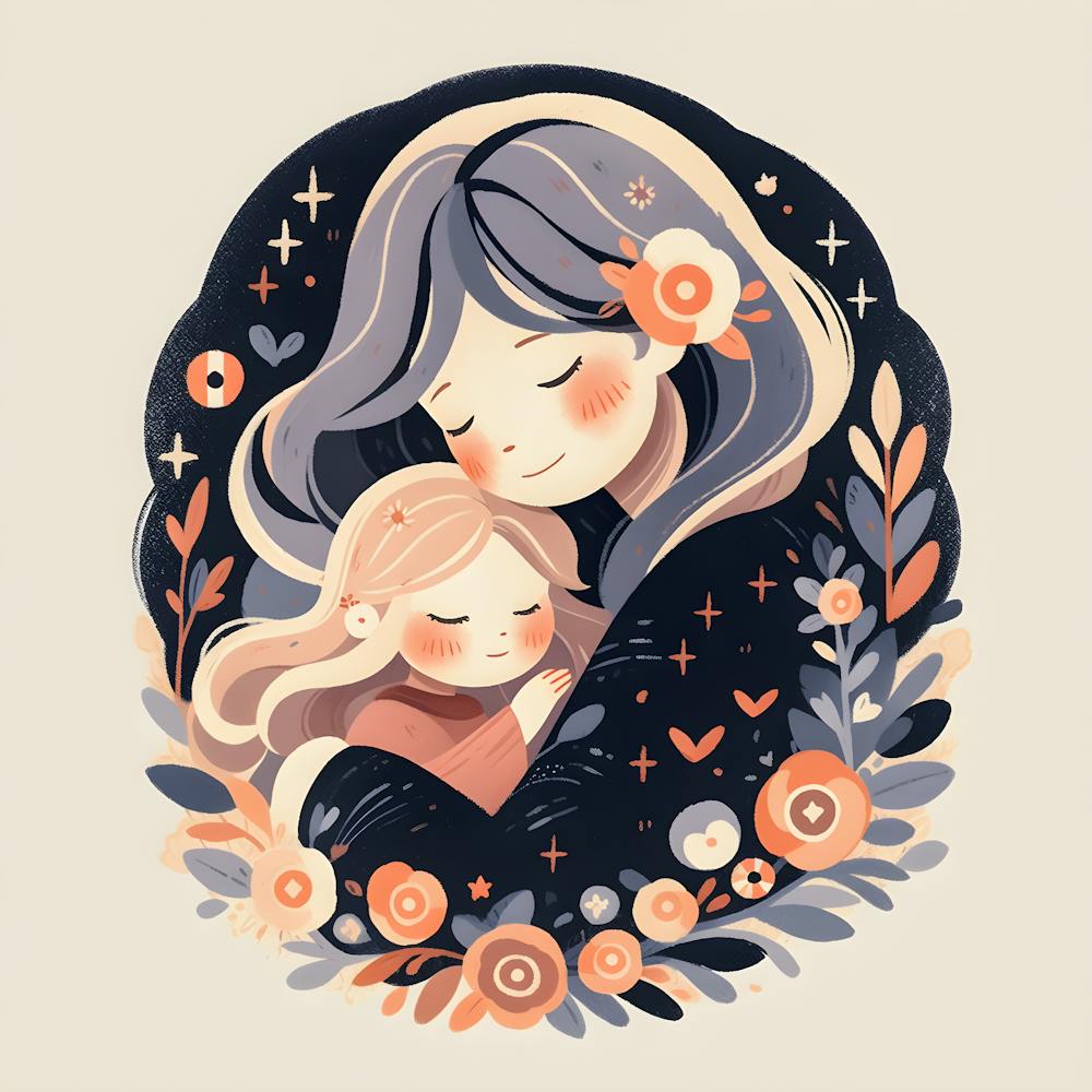 Bond Of Love Calming Pastel Illustration For Nursery