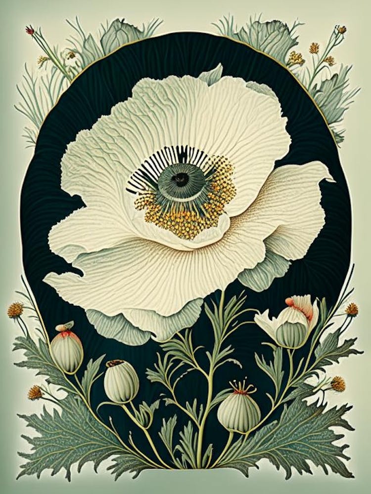 Matilija Poppy Wildflower Vintage Botanical 1