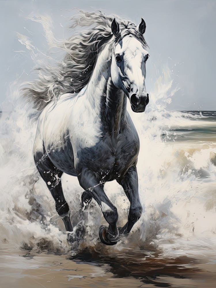 A Horse Oil Painting In Praia Da Marinha, Portugal, Portrait 3