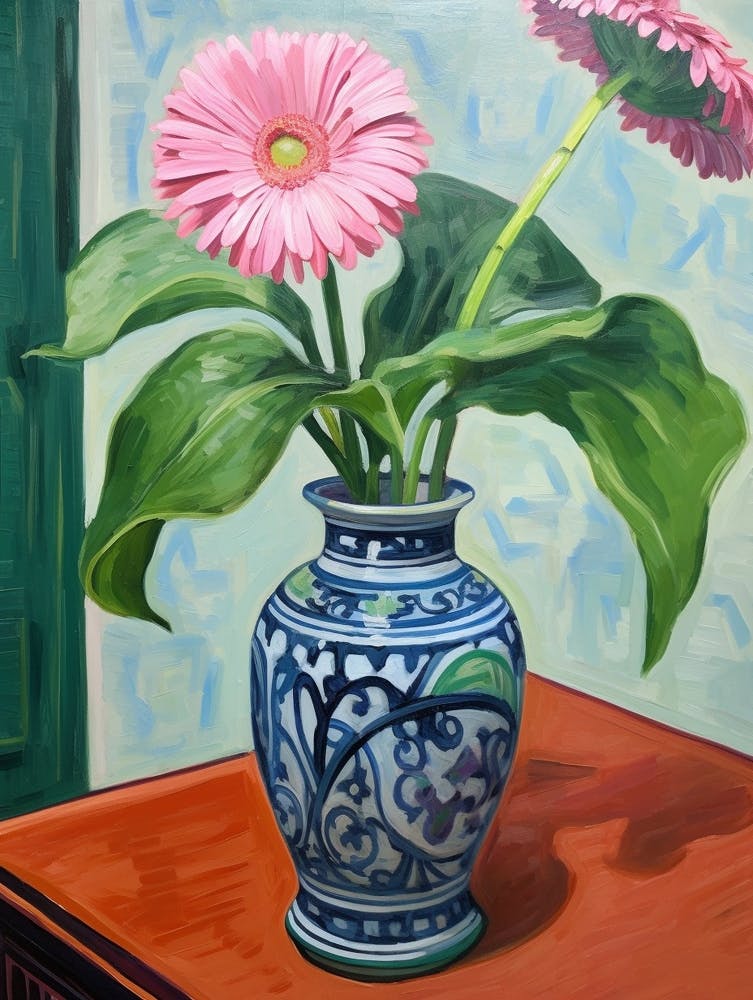 Fleurs Dans Un Vase Peinture Nature Morte Gerbera 2