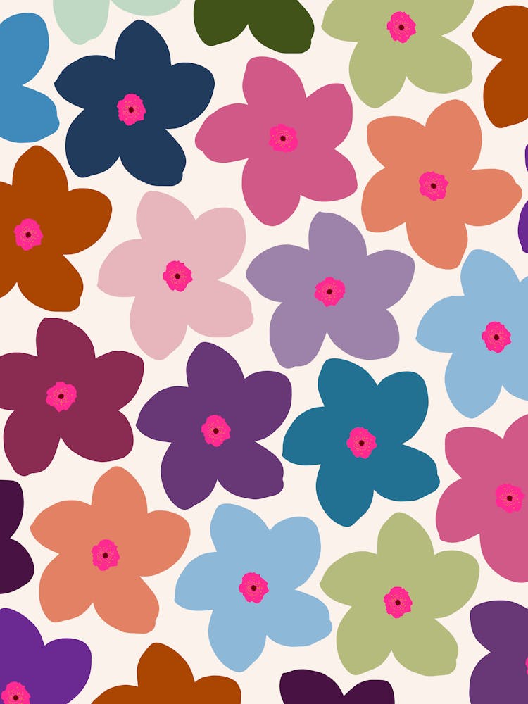 Abstract Retro Flower Colorful