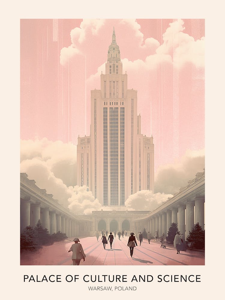 Palace Of Culture And Science Warsaw Poland Travel Poster
