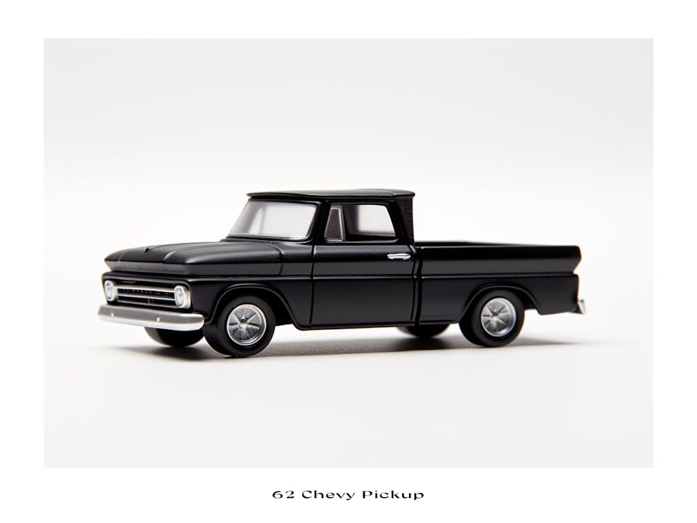 Toy Car 62 Chevy Pickup Black Poster