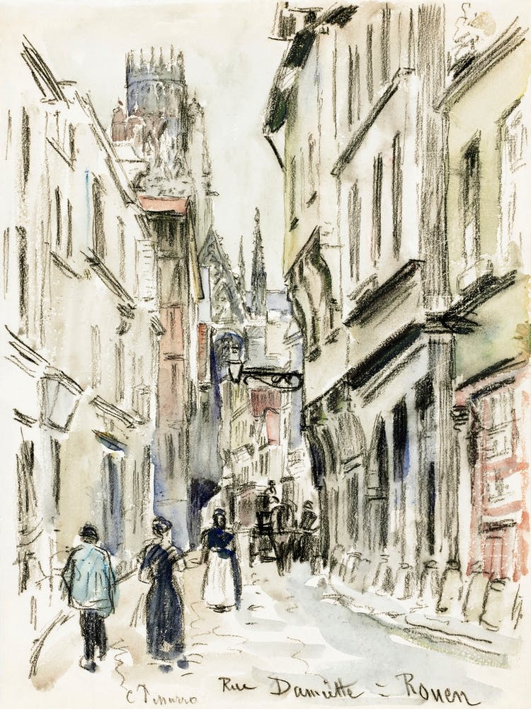Rue Saint Romain, Rouen, 1st plate (1896), Camille Pissarro 1