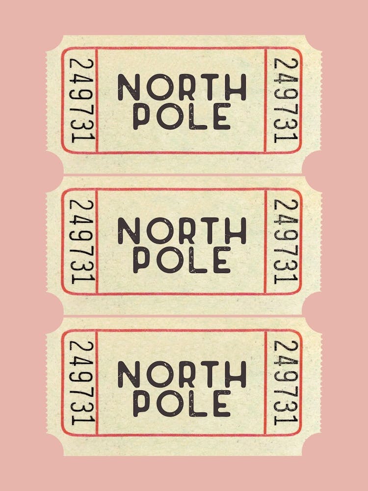 Pink North Pole Christmas Ticket