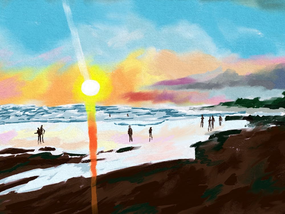 Sunset At The Beach Oil Painting