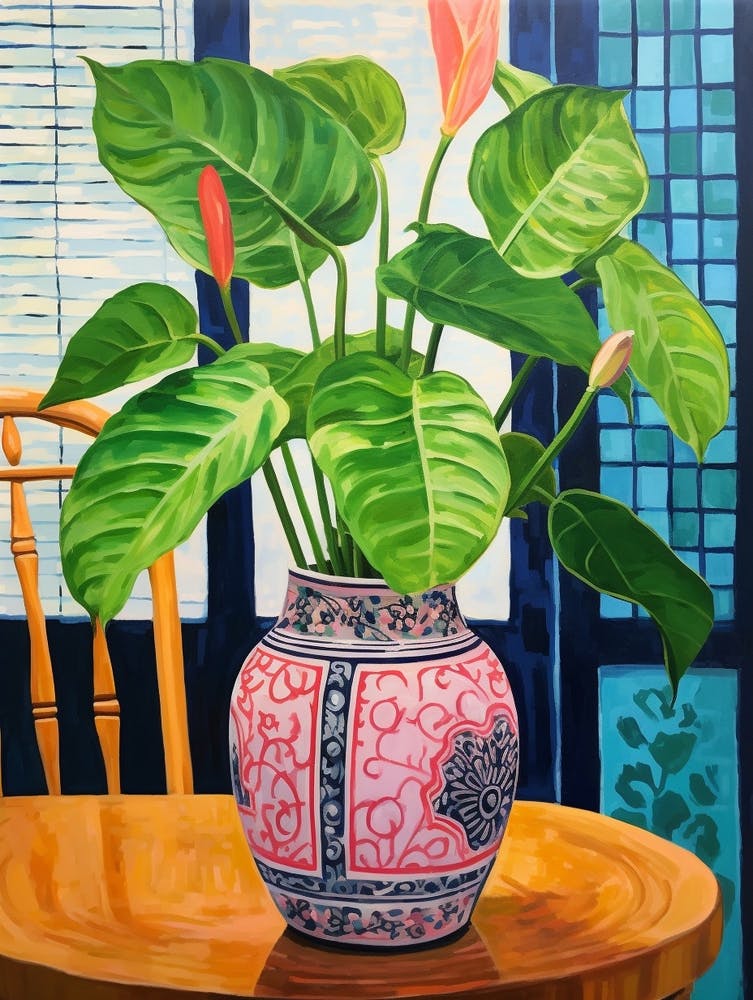 Blumen in einer Vase Stillleben-Gemälde Flamingoblume 1