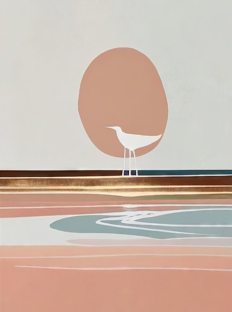 Seagull In the Sunset - Abstract Minimal Boho Beach