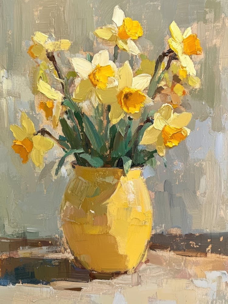 Daffodils In A Yellow Vase 4
