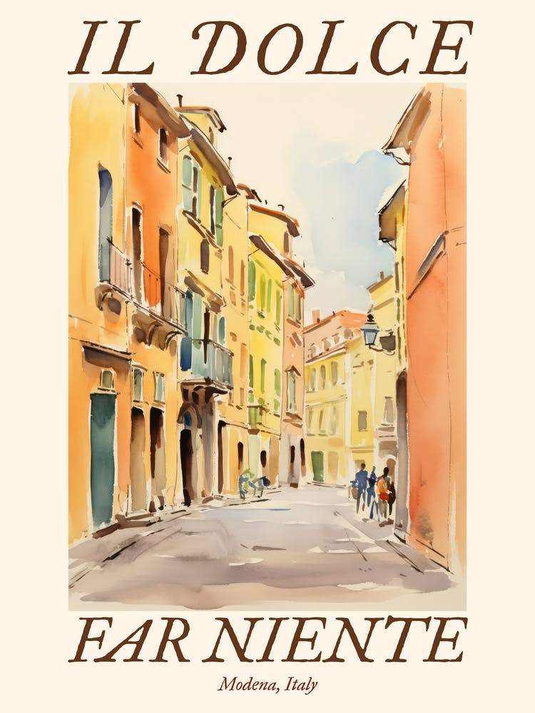Il Dolce Far Niente Modena, Italy Watercolour Streets 3 Poster