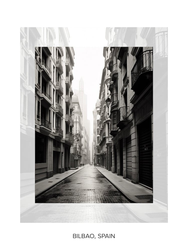 Poster Of Bilbao, Spain, Black And White Old Photo 4